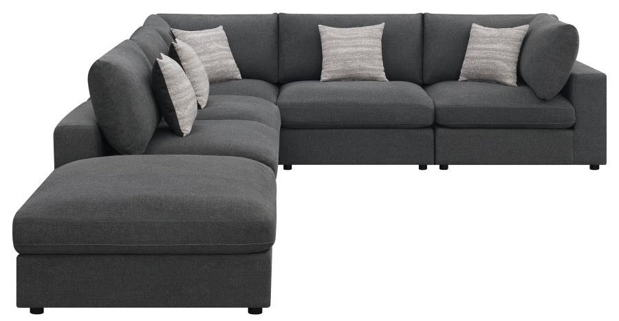 Coaster 551324 6 pc Latitude run artzt serene porch and den erin charcoal linen blend fabric modular sectional sofa