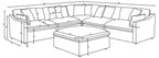 Coaster 551451 6 pc Hobson off white linen like fabric modular feather blend wrap sectional sofa