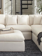 Coaster 551451 6 pc Hobson off white linen like fabric modular feather blend wrap sectional sofa