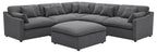 Coaster 551455 6 pc Hobson grey linen like fabric modular feather blend wrap sectional sofa