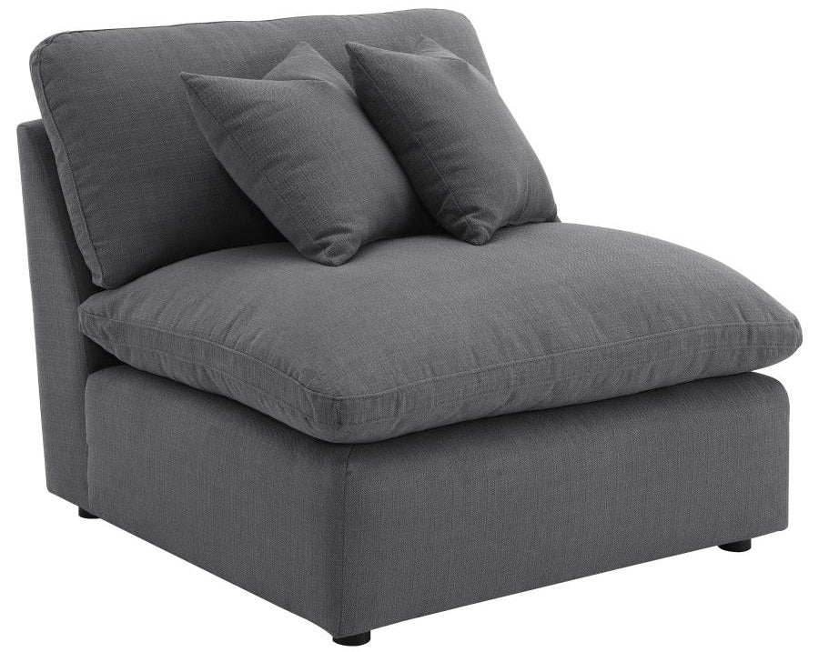 Coaster 551455 6 pc Hobson grey linen like fabric modular feather blend wrap sectional sofa