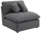Coaster 551455 6 pc Hobson grey linen like fabric modular feather blend wrap sectional sofa