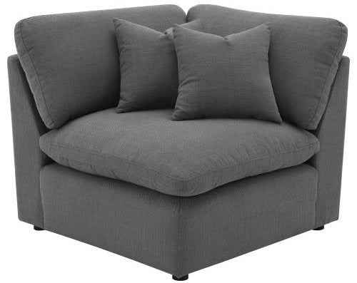 Coaster 551455 6 pc Hobson grey linen like fabric modular feather blend wrap sectional sofa