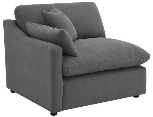 Coaster 551455 6 pc Hobson grey linen like fabric modular feather blend wrap sectional sofa