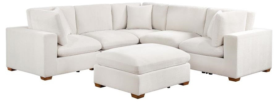 Coaster 551461 6 pc Lakeview soft durable ivory fabric modular sectional sofa track arms