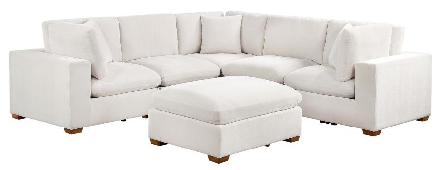 Coaster 551461 6 pc Lakeview ivory fabric modular full foam cushion sectional sofa