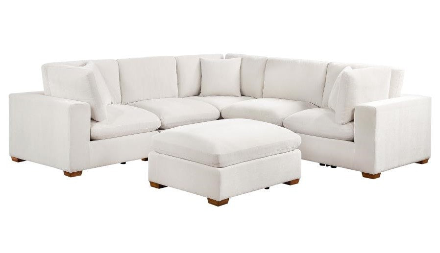 Coaster 551461 6 pc Lakeview soft durable ivory fabric modular sectional sofa track arms