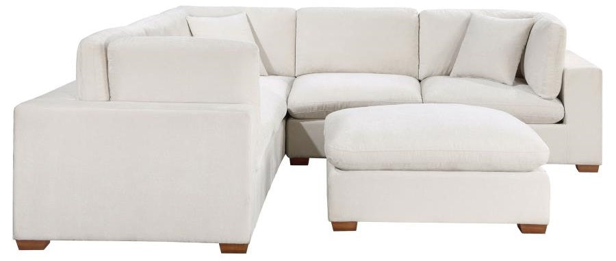 Coaster 551461 6 pc Lakeview soft durable ivory fabric modular sectional sofa track arms
