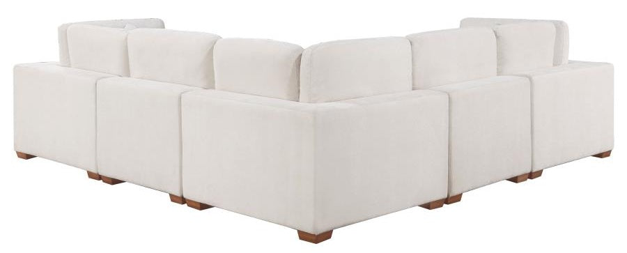 Coaster 551461 6 pc Lakeview ivory fabric modular full foam cushion sectional sofa