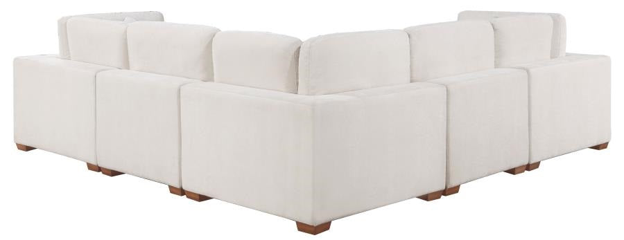 Coaster 551461 6 pc Lakeview soft durable ivory fabric modular sectional sofa track arms