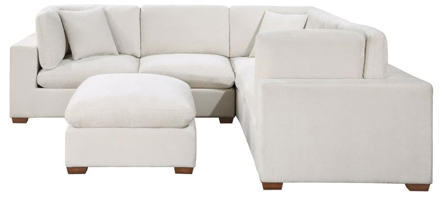 Coaster 551461 6 pc Lakeview soft durable ivory fabric modular sectional sofa track arms