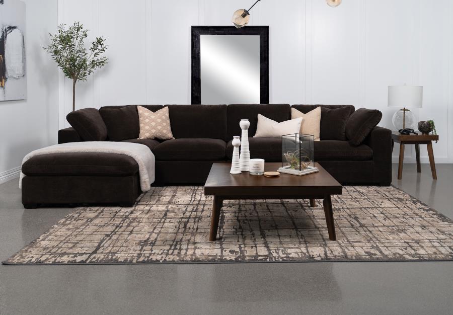 Coaster 551464 6 pc Lakeview soft durable dark chocolate fabric modular sectional sofa track arms