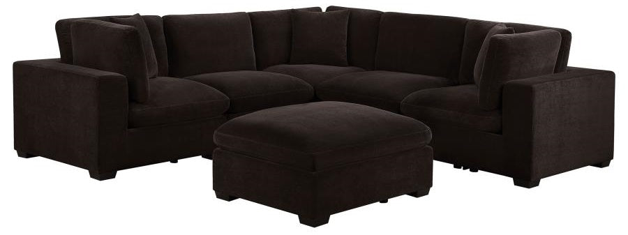 Coaster 551464 6 pc Lakeview soft durable dark chocolate fabric modular sectional sofa track arms