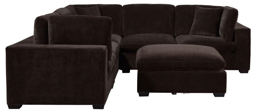 Coaster 551464 6 pc Lakeview soft durable dark chocolate fabric modular sectional sofa track arms