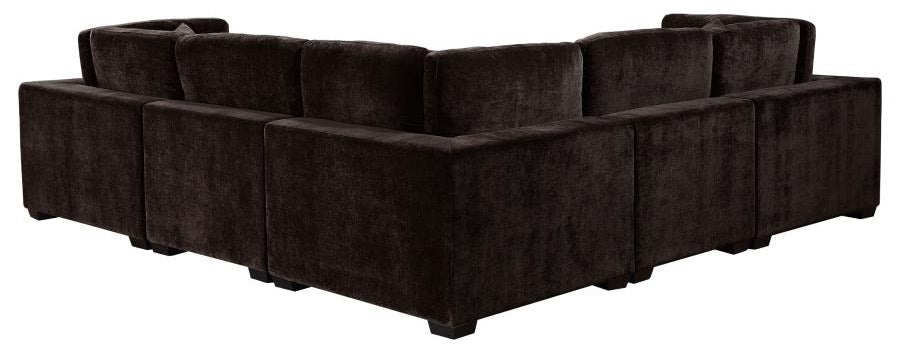 Coaster 551464 6 pc Lakeview soft durable dark chocolate fabric modular sectional sofa track arms