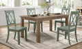 Homelegance 5516-66-TLS 5 pc Canora grey Janina natural finish wood dining table set teal color chairs