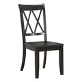 Janina Set of 2 Black Finish Wood Country Style Dining Chairs – Double X Back – 5516-BKS