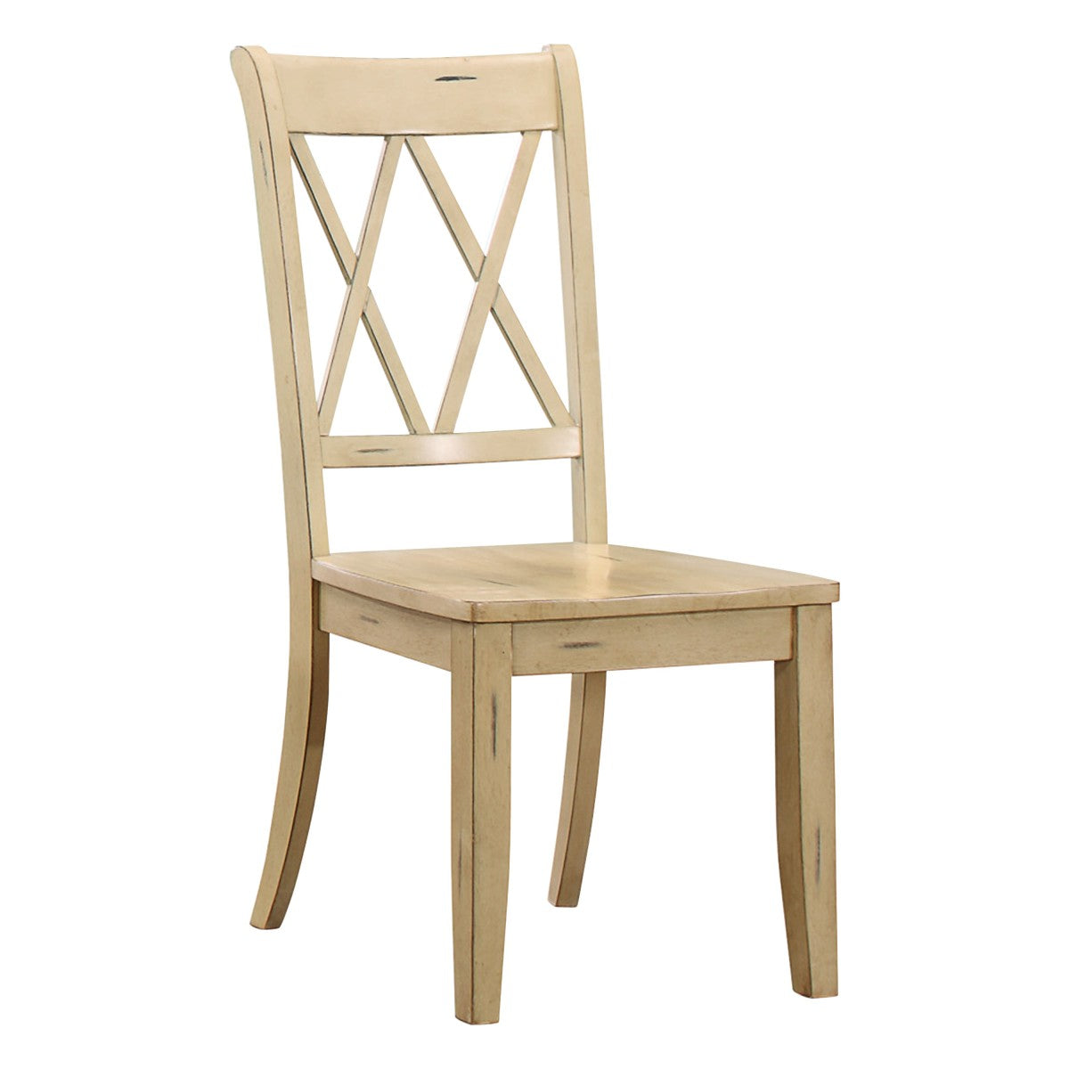Homelegance 5516-BMS Set of 2 Janina buttermilk finish wood casual country style dining chairs double X back design