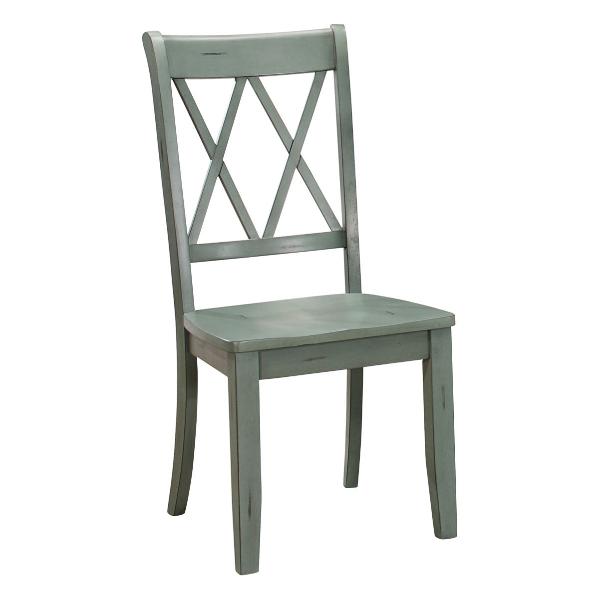 Homelegance 5516-TLS Set of 2 Janina teal finish wood casual country style dining chairs double X back design