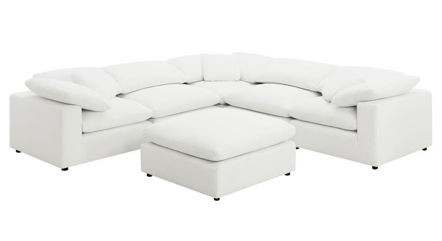 Coaster 551751-SETA 6 pc Raleigh ivory boucle fabric modular feather blend wrap sectional sofa