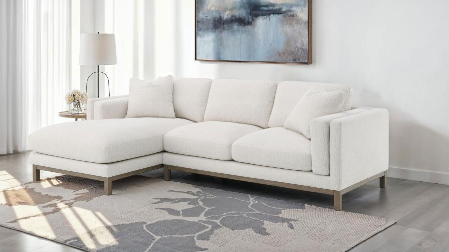 Coaster 551777 2 pc Geneva sand colored boucle fabric transitional style sectional sofa