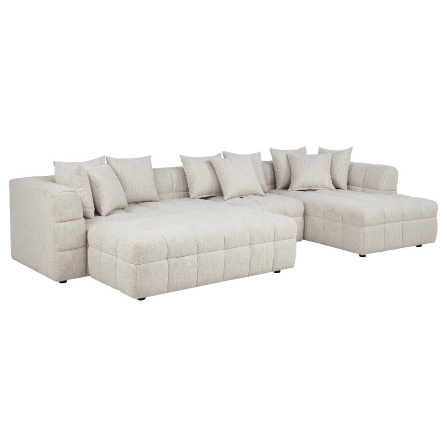 Amara Ivory Textured 4-Piece Sectional Sofa with Chaise and Ottoman – 551911-SET