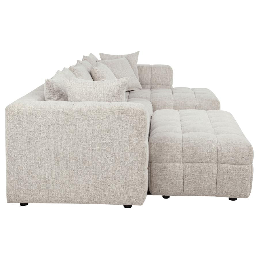 Amara Ivory Textured 4-Piece Sectional Sofa with Chaise and Ottoman – 551911-SET