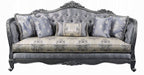 Acme 55345-46 2 pc Ariadne platinum finish wood damask printed fabric sofa and love seat set ornate accents tufted backs