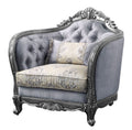 Acme 55347 Astoria grand welton ariadne platinum finish wood fabric accent chair ornate accents tufted backs