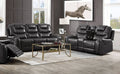 Acme 55410-11 2 pc Red barrel studio braylon dark gray faux leather sofa and love seat set recliner ends
