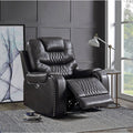 Acme 55413 Braylon magnetite faux leather power motion recliner chair with USB plugs and nail head trim