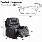 Acme 55413 Braylon magnetite faux leather power motion recliner chair with USB plugs and nail head trim