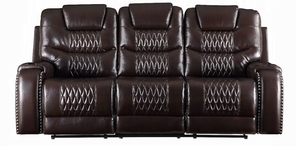 Acme 55415-16 2 pc Red barrel studio braylon browny faux leather sofa and love seat set recliner ends