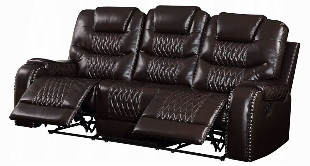 Acme 55415-16 2 pc Red barrel studio braylon browny faux leather sofa and love seat set recliner ends