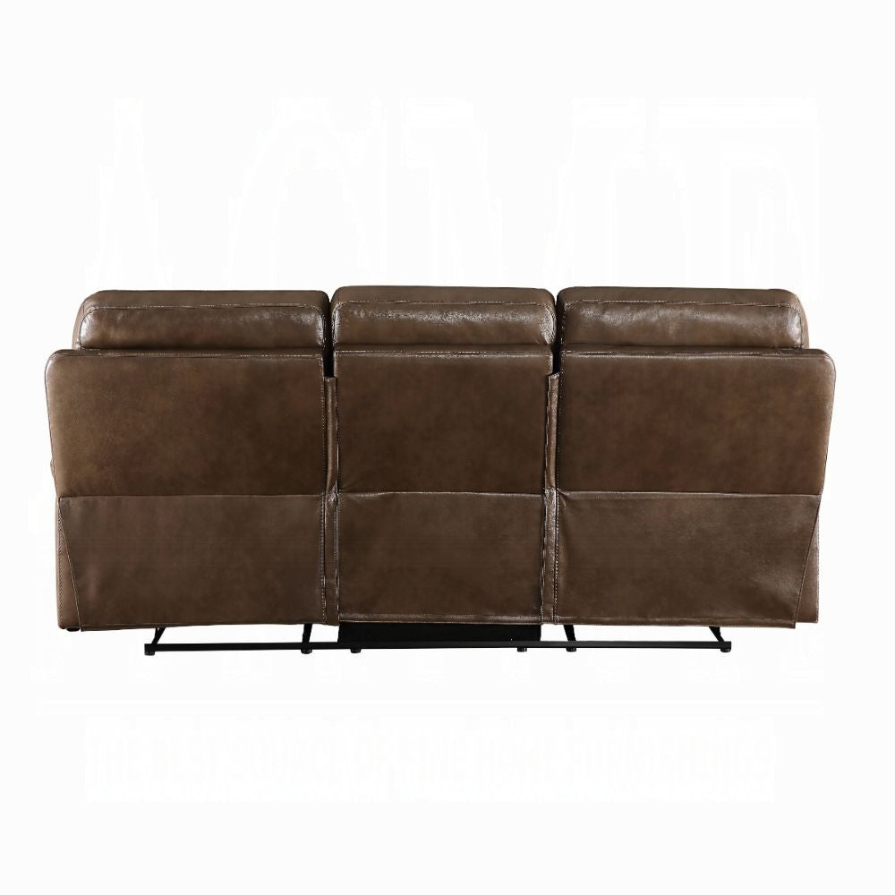 Acme 55420-21 2 pc Red barrel studio swinford Aashi brown leather gel sofa and love seat set with recliner ends