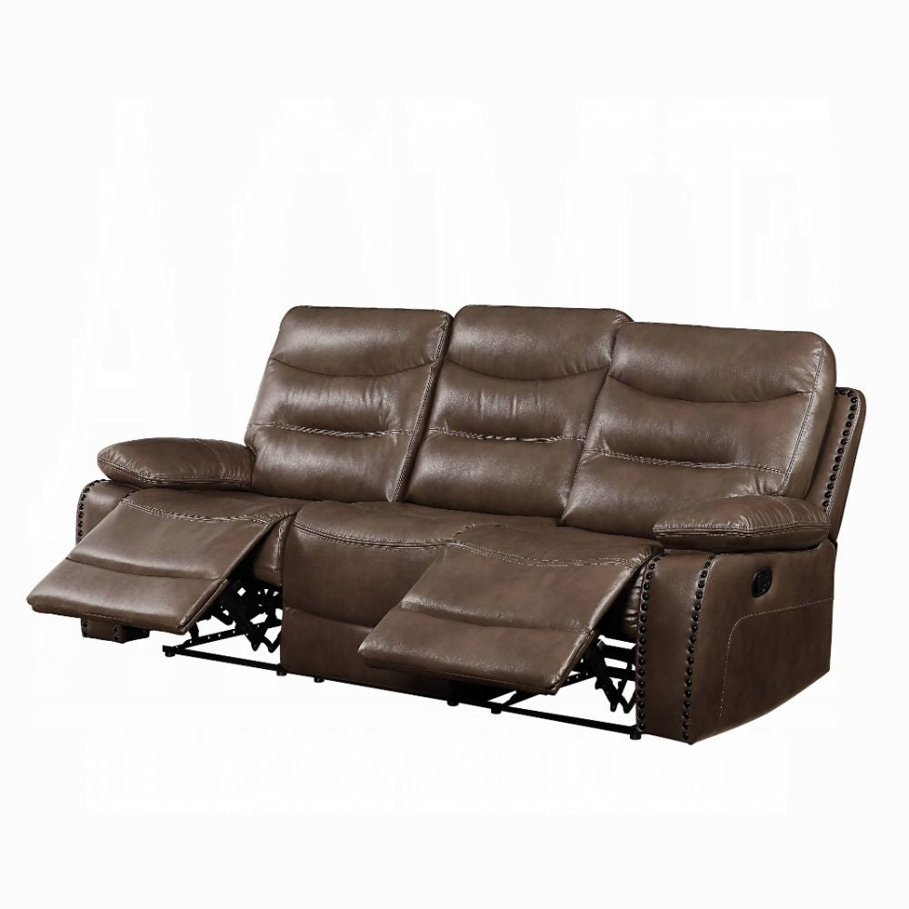 Acme 55420-21 2 pc Red barrel studio swinford Aashi brown leather gel sofa and love seat set with recliner ends
