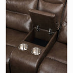Acme 55420-21 2 pc Red barrel studio swinford Aashi brown leather gel sofa and love seat set with recliner ends