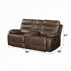 Acme 55420-21 2 pc Red barrel studio swinford Aashi brown leather gel sofa and love seat set with recliner ends
