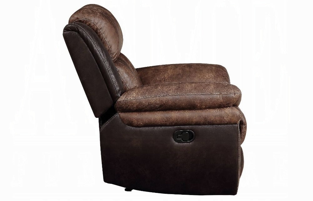 Acme 55425-26 2 pc Copper grove mudiyah Jaylen 2 tone toffee & espresso polished microfiber sofa and love seat set recliner ends