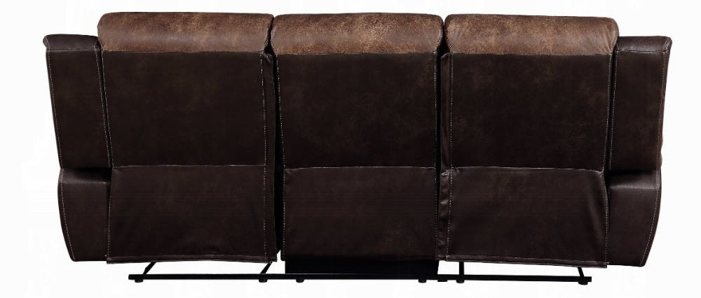 Acme 55425-26 2 pc Copper grove mudiyah Jaylen 2 tone toffee & espresso polished microfiber sofa and love seat set recliner ends