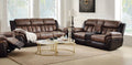 Acme 55425-26 2 pc Copper grove mudiyah Jaylen 2 tone toffee & espresso polished microfiber sofa and love seat set recliner ends