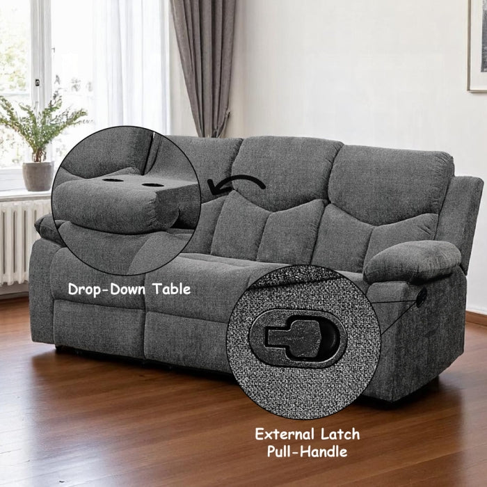 Acme 55440-41 2 pc Copper grove mudiyah Kalen grey chenille fabric sofa and love seat set recliner ends