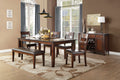 Homelegance 5547-78-6PC 6 pc Canora grey Mantello cherry finish wood dining table set with bench