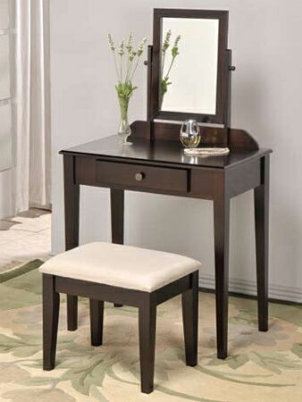 Asia Direct 555-ESP Andover mills mcgraw espresso finish wood 3 pc bedroom vanity set with mirror and stool