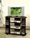 Asia Direct 556ESP Espresso finish wood tv stand with cd holders and casters