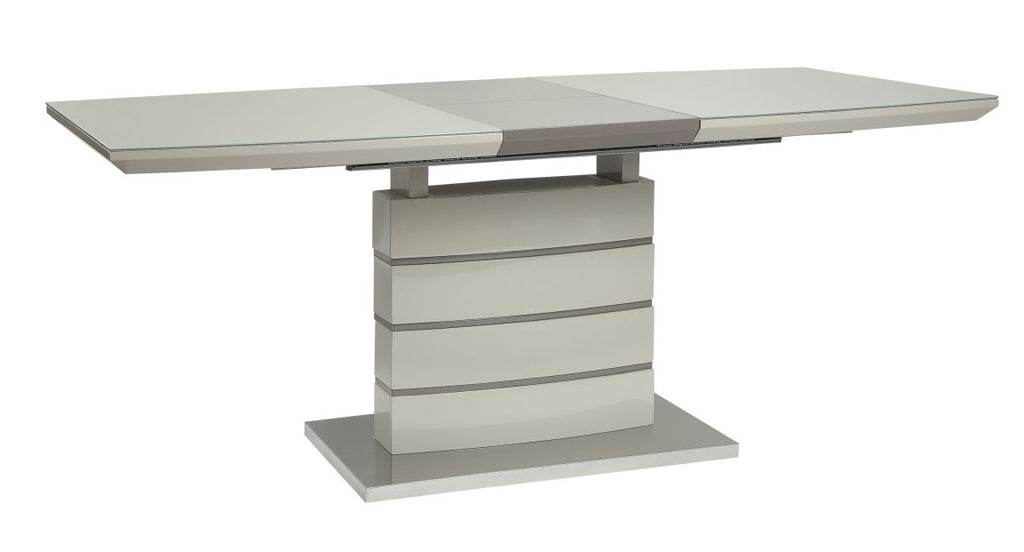 Homelegance 5599-71-7PC 7 pc Gussand high gloss off-white finish wood modern dining table set