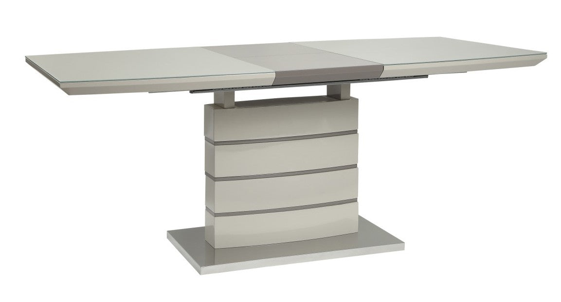 Homelegance 5599-71-7PC 7 pc Gussand high gloss off-white finish wood modern dining table set