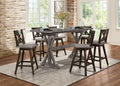 Homelegance 5602-36-24BK 7 pc Gracie oaks marlon amsonia grey finish wood counter height dining table set black chairs