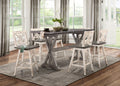 Homelegance 5602-36-24WH 7 pc Gracie oaks marlon amsonia grey finish wood counter height dining table set white chairs