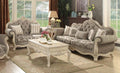 Acme 56020-21 2 pc Astoria grand ullrich ragenardus antique white finish wood grey fabric sofa and love seat set